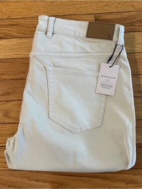 Peter Millar Pants Mens 35x30 Khaki Signature Sateen Classic Fit Stretch Chino